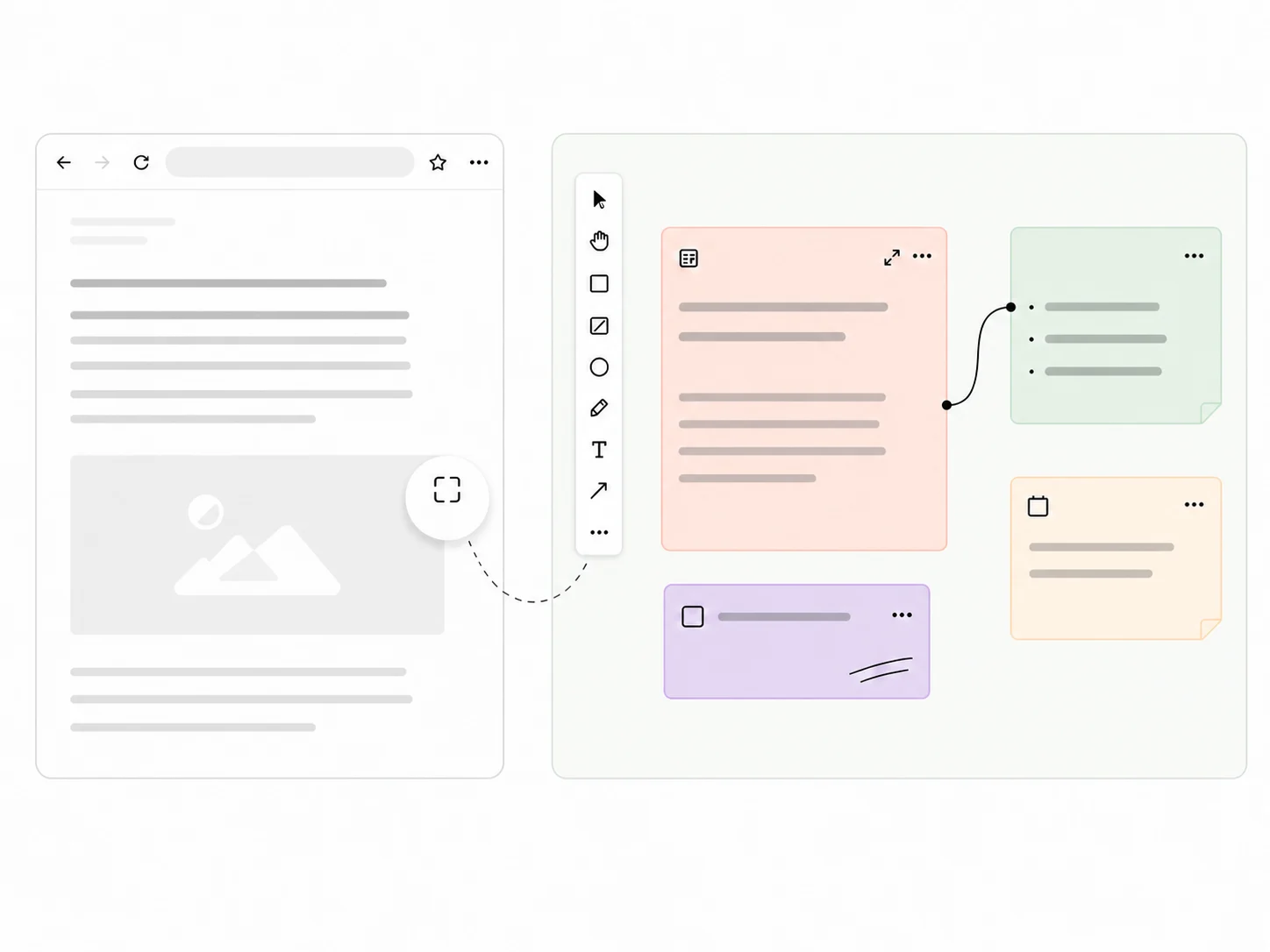 Browser article being saved into a Punos canvas